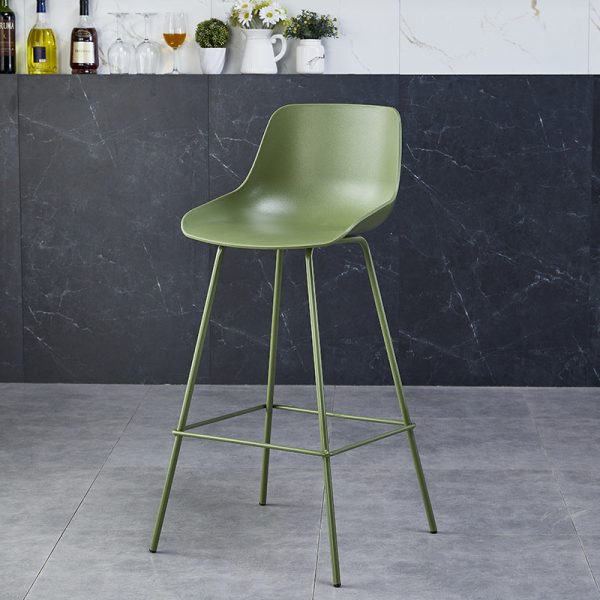 Contemporary Simplicity Curved Plastic Solid Color Bar Stool Backrest Footrest For Dining Room - Image 7