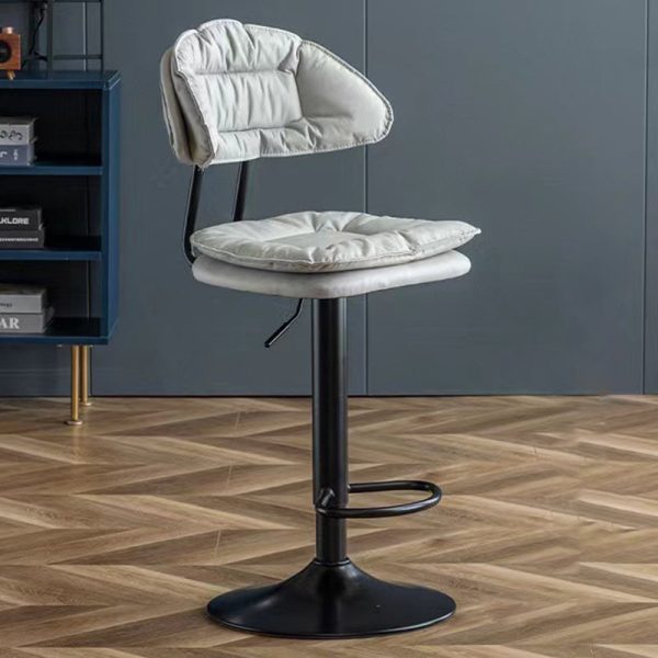 Modern Minimalist Square Cushion Leather Metal Bar Stool Backrest Height Adjustable For Dining Room - Image 22