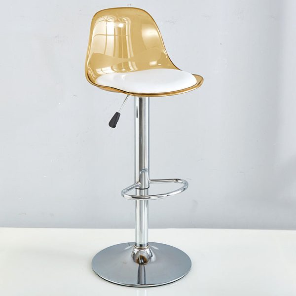 Modern Minimalist Square Round Cylinder Base Metal PET Bar Stool Backrest Footrest For Dining Room - Image 16