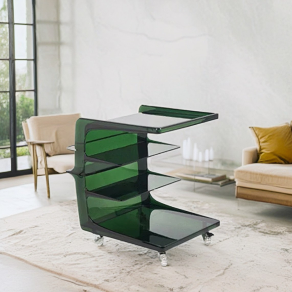 Contemporary Scandinavian Rectangular C Shape PC Stainless Steel End Table 4-Tier Movable For Living Room - Image 15