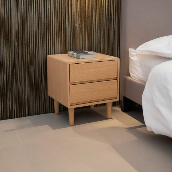Modern Simplicity Square Cubic Rectangular Rubber Wood Nightstand 1/2 Drawer For Bedside - Image 20