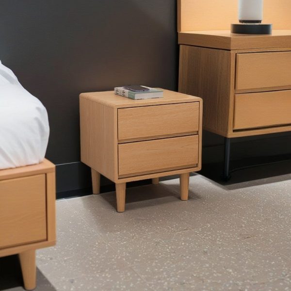 Modern Simplicity Square Cubic Rectangular Rubber Wood Nightstand 1/2 Drawer For Bedside - Image 22
