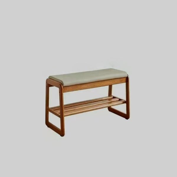 Contemporary Scandinavian Rectangle Tech Cloth Solid Wood Shoe Storage 1-Shelf For Entryways - Image 26