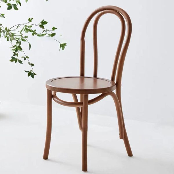 Traditional Vintage Curved Frame Solid Wood Wicker Dining Chair Backrest For Dining Room - Image 21