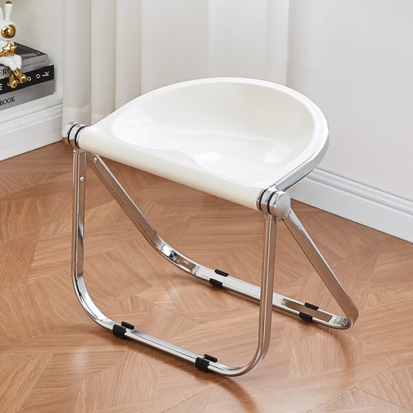 Contemporary Creative Oval Plastic Iron Chair Backless Armless For Living Room - Image 12