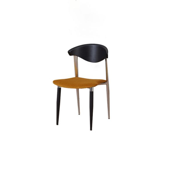 Contemporary Retro Beech Wood Iron Velvet Sponge Square Curved Dining Chair Backrest For Dining Room - Image 24