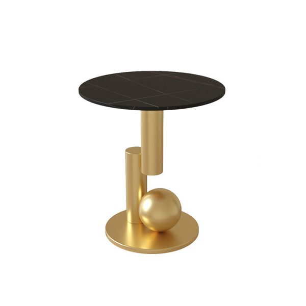 Contemporary Luxury Circular Rock Slabs Geometric Base End Table For Living Room - Image 18