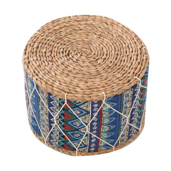 Contemporary Creative Round Cattail Fabric Low Stool For Living Room - Image 21