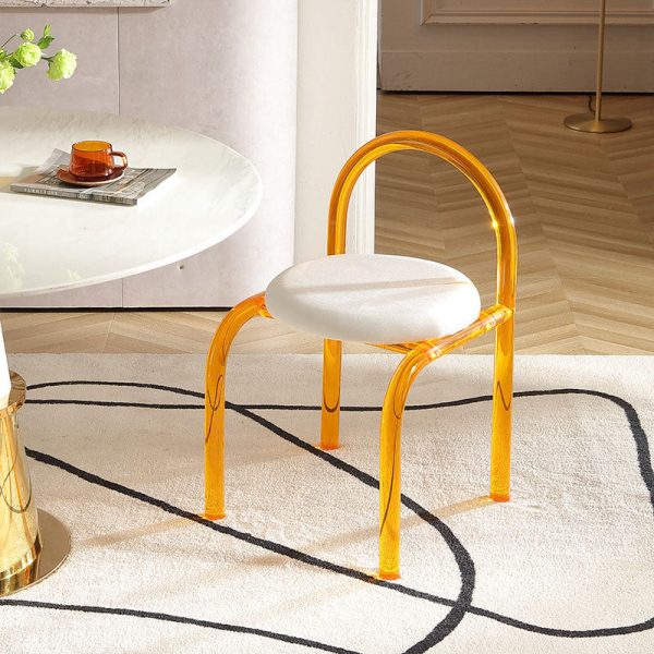 Contemporary Nordic Acrylic Velvet Sponge Round Arched Dining Chair Backrest For Dining Room - Image 7