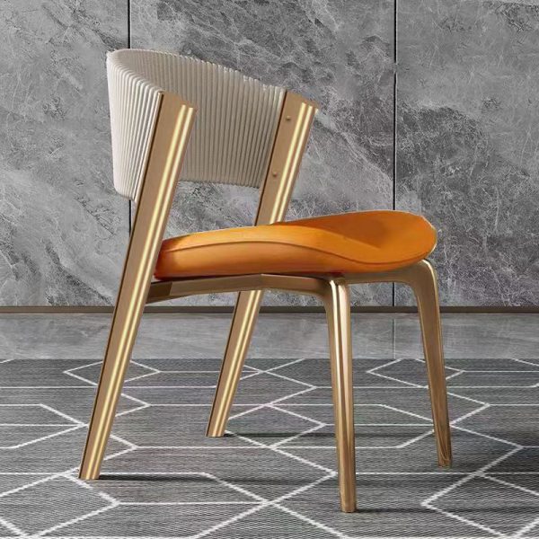 Modern Luxury Square Leather Stainless Steel Foam Dining Chair Four Legs Backrest For Dining Room - Image 16