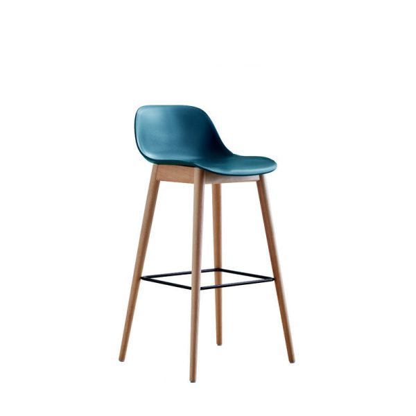 Contemporary Nordic Square Wood Metal PP Bar Stool Backrest Footrest For Dining Room - Image 20