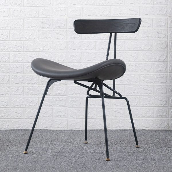 Contemporary Luxury PU Leather Upholstered Metal Legs Curved Dining Chair Backrest For Dining Room - Image 13