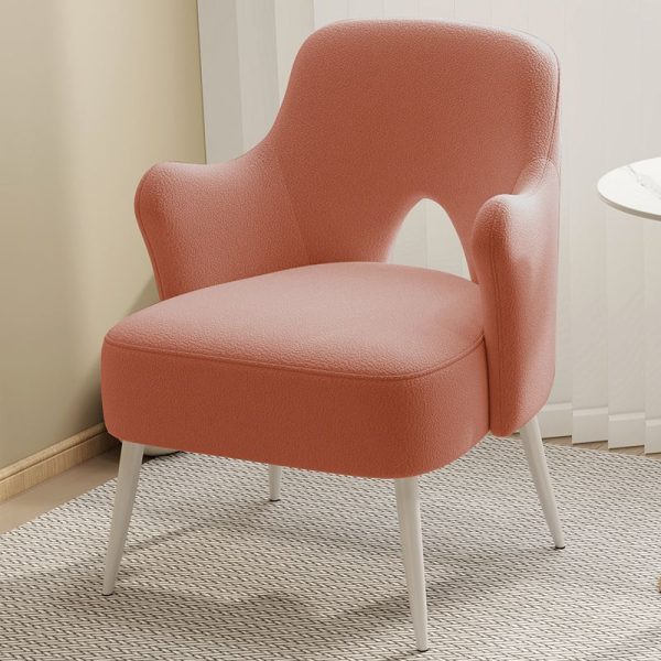 Modern Minimalist Curved Back Solid Wood Sponge Metal Accent Chair Backrest Armrest For Living Room - Image 14
