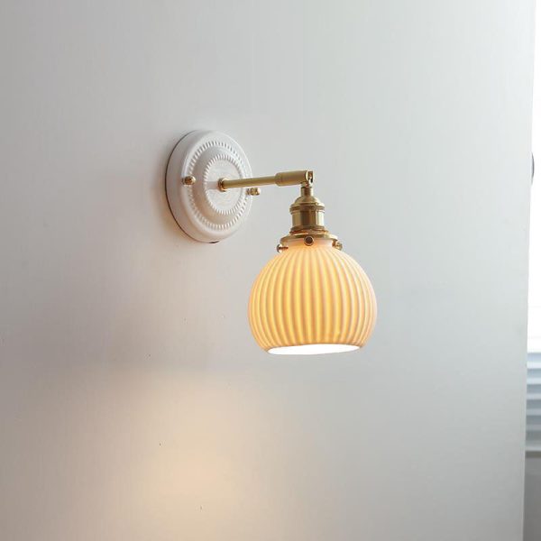Vintage Japanese Ceramic Brass 1-Light Wall Sconce Lamp - Image 10