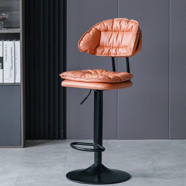 Modern Minimalist Square Cushion Leather Metal Bar Stool Backrest Height Adjustable For Dining Room - Image 23