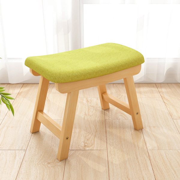 Contemporary Simplicity Rectangular Wood Fabric Vanity Stool Backless Armless For Bedroom - Image 3