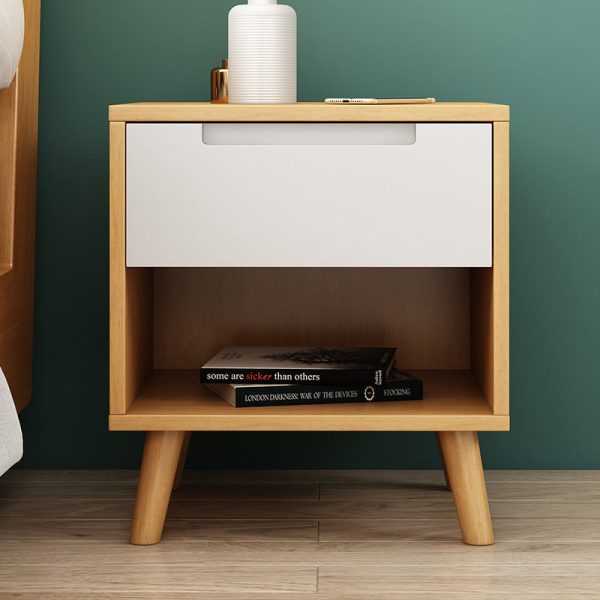 Contemporary Nordic Rectangular Solid Wood Nightstand 1/2 Drawer For Bedroom - Image 17