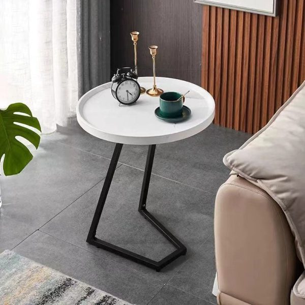 Modern Simplicity Round MDF Iron End Table Movable For Living Room - Image 18