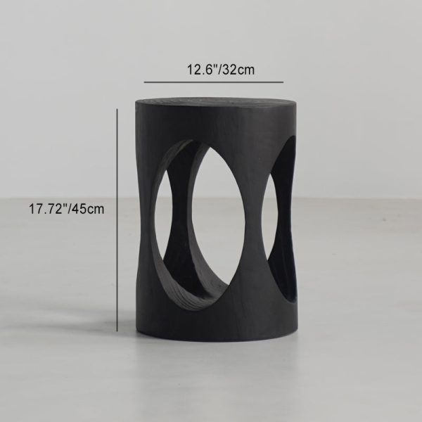 Traditional Japanese Wabi-sabi Wood Geometric Design End Table For Living Room - Image 32