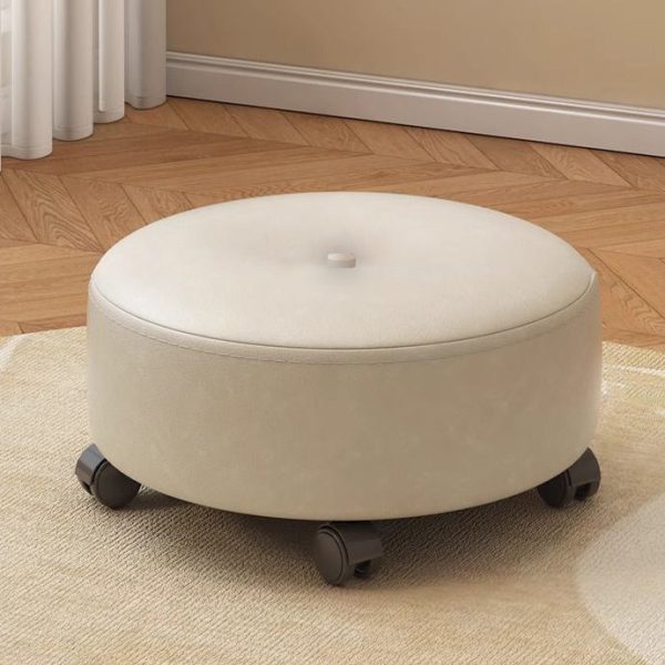 Modern Minimalist Removable Round Microfiber Leather Solid Wood Chair Backless Armless For Living Room - Image 8