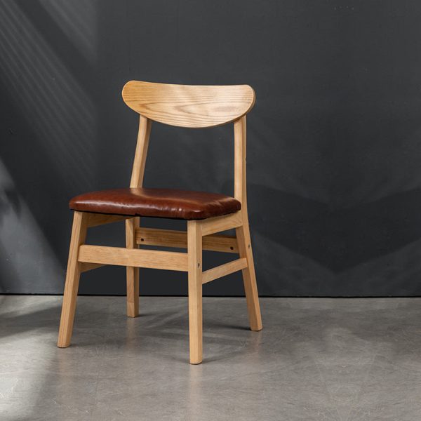 Contemporary Retro Square Linen Upholstered Wood Frame Dining Chair Backrest For Dining Room - Image 7