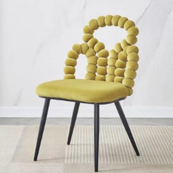 Contemporary Scandinavian Velvet Sponge Metal Heart Ball Round Vanity Stool Backrest For Bedroom - Image 14