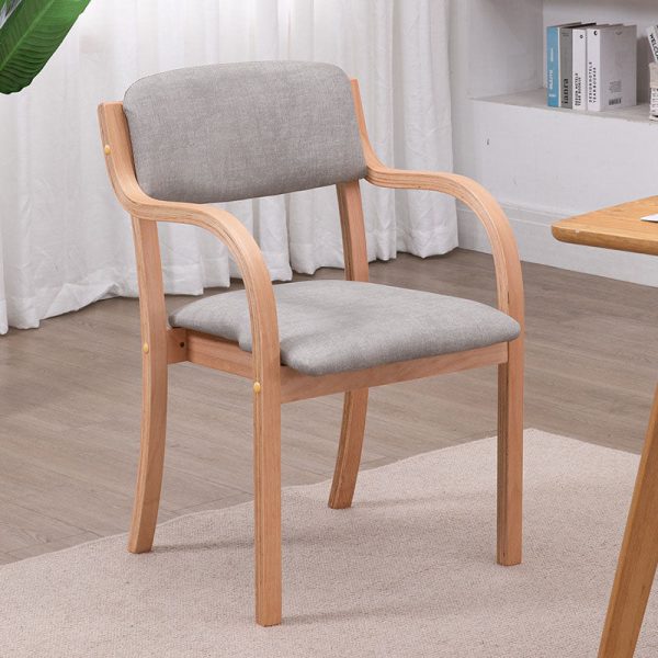 Modern Simplicity Fabric Wood Sponge Square Curved Dining Chair Backrest Armrest For Dining Room - Image 7