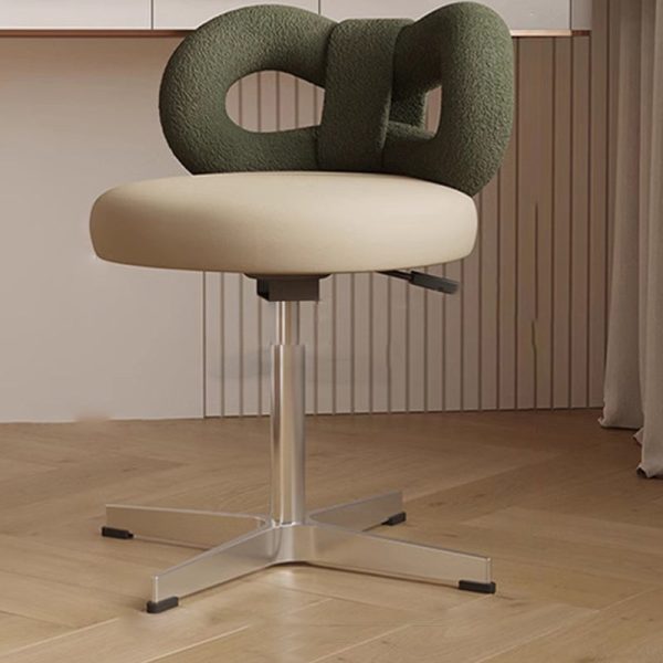 Modern Art Deco Butterfly Knot Round Leather Stainless Steel Vanity Stool Backrest Armless For Bedroom - Image 2