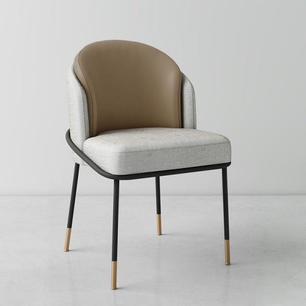 Modern Luxury Square Upholstered Curved Backrest Leather Fabric Iron Dining Chair For Dining Room - Image 16