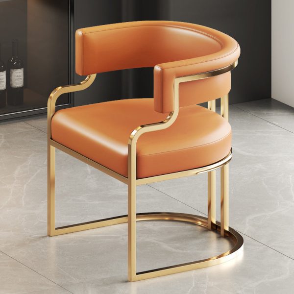 Traditional Luxury U-Shape Metal Leather Dining Chair Backrest Armrest for Dining Room - Image 13