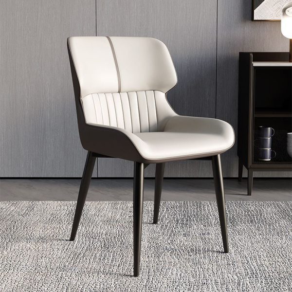 Modern Minimalist Steel Leather Dining Chair Backrest Armless For Dining Room - Image 3