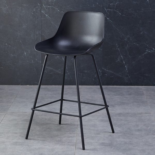 Contemporary Simplicity Curved Plastic Solid Color Bar Stool Backrest Footrest For Dining Room - Image 8