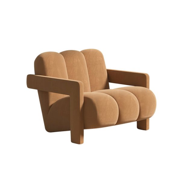 Contemporary Scandinavian Velvet Lambswool Wood Sponge Single Sofa Backrest Armrest For Living Room - Image 29