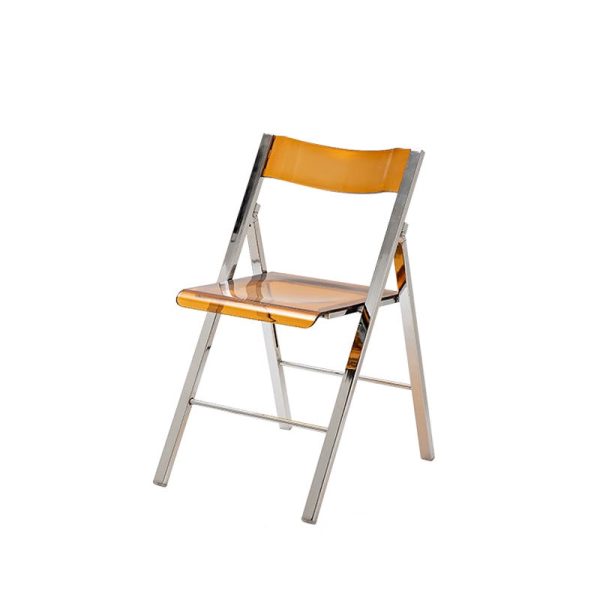 Contemporary Nordic Square Acrylic Metal Dining Chair Foldable For Dining Room - Image 16