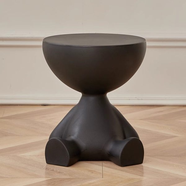 Contemporary Scandinavian Round PE Cartoon Bear Base End Table For Living Room - Image 10