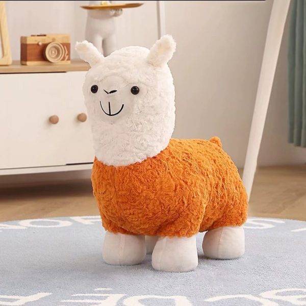 Contemporary Creative Alpaca Design Velvet Footstool Backrest For Living Room - Image 8
