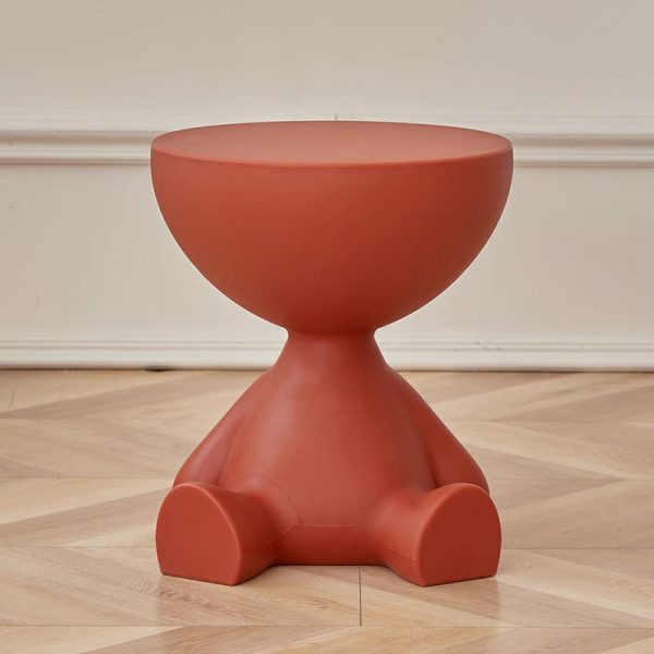 Contemporary Scandinavian Round PE Cartoon Bear Base End Table For Living Room - Image 11