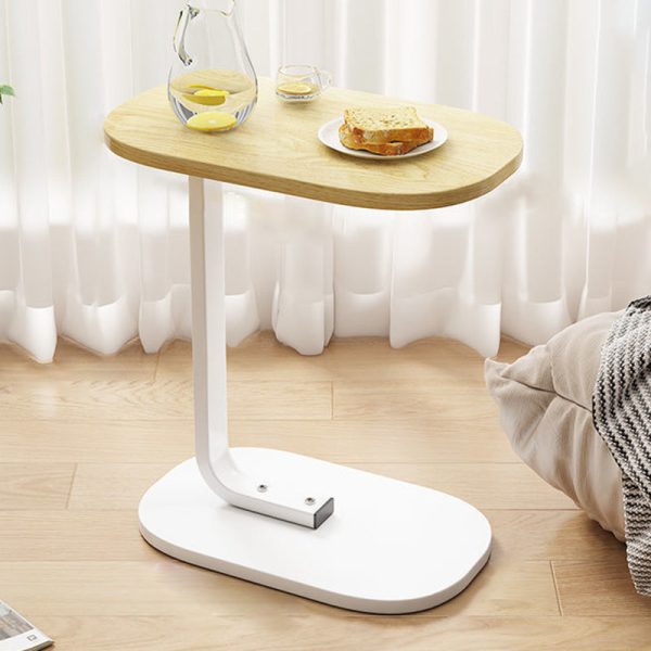 Traditional Vintage Wood Grain Density Board Top C-Shaped Side Table For Living Room - Image 11