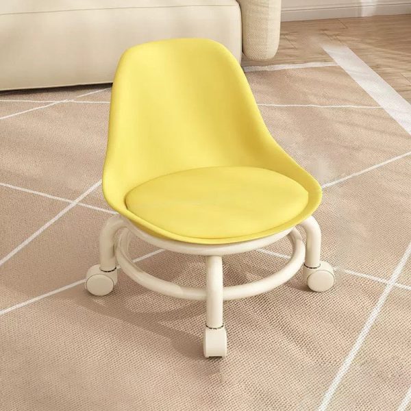 Contemporary Creative Round Acrylic Double-Pedestal Caster Swivel Footstool Backrest For Living Room - Image 11