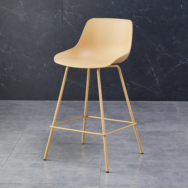 Contemporary Simplicity Curved Plastic Solid Color Bar Stool Backrest Footrest For Dining Room - Image 9