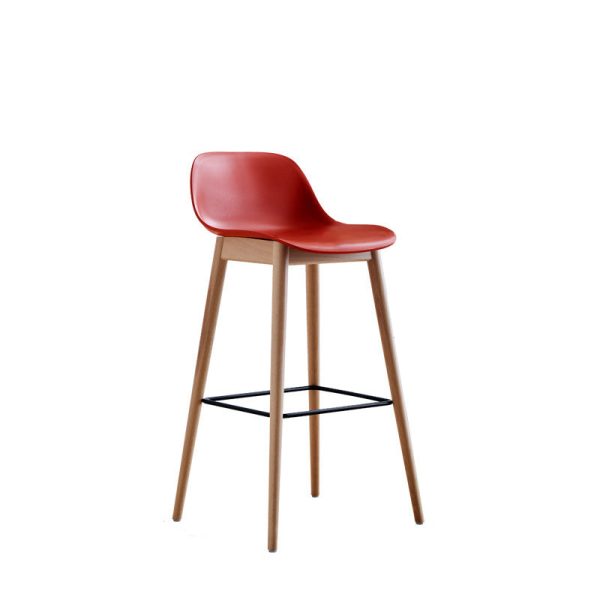 Contemporary Nordic Square Wood Metal PP Bar Stool Backrest Footrest For Dining Room - Image 21
