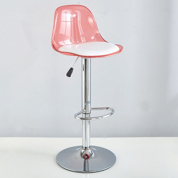 Modern Minimalist Square Round Cylinder Base Metal PET Bar Stool Backrest Footrest For Dining Room - Image 18