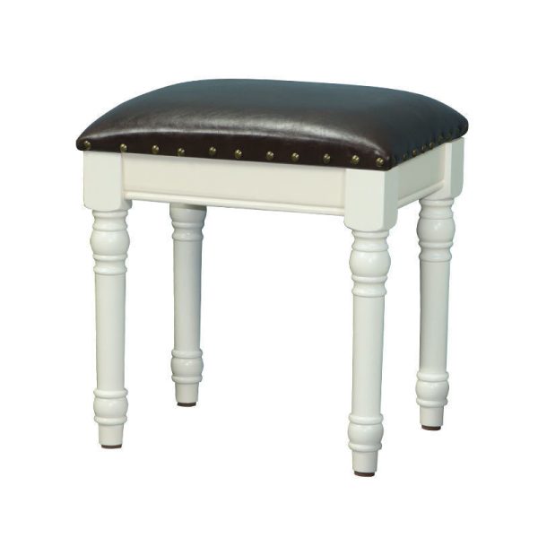 Contemporary Scandinavian Square Linen Leather Solid Wood Vanity Stool Backless Armless For Bedroom - Image 19
