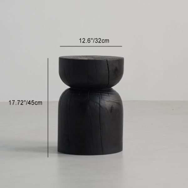 Traditional Japanese Wabi-sabi Wood Geometric Design End Table For Living Room - Image 33