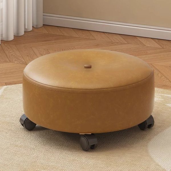 Modern Minimalist Removable Round Microfiber Leather Solid Wood Chair Backless Armless For Living Room - Image 12