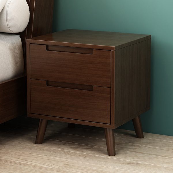 Contemporary Nordic Rectangular Solid Wood Nightstand 1/2 Drawer For Bedroom - Image 18