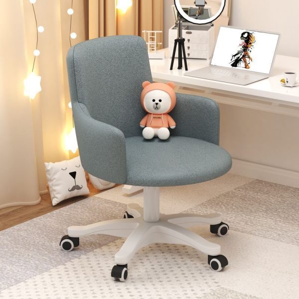 Modern Minimalist Fabric Velvet Carbon Steel Sponge Round Rotatable Desk Chair Backrest Armrest For Home Office - Image 14