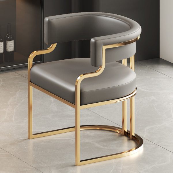 Traditional Luxury U-Shape Metal Leather Dining Chair Backrest Armrest for Dining Room - Image 14