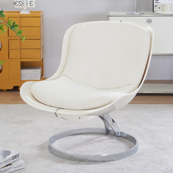 Contemporary Scandinavian Wraparound Large Curved PC Plastic Metal Lambswool Accent Chair Backrest For Living Room - Image 16