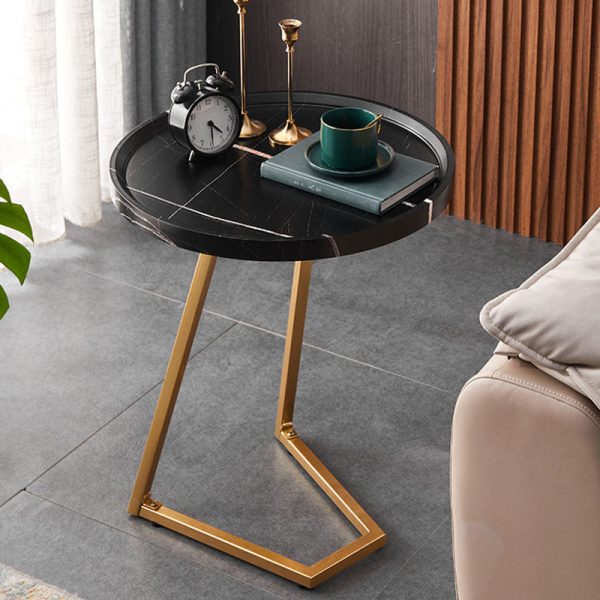 Modern Simplicity Round MDF Iron End Table Movable For Living Room - Image 19
